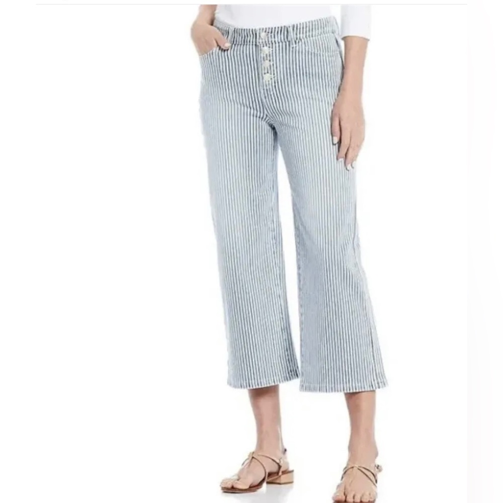 J McLaughlin Loris Cropped Wide Leg Stripe Pants Jeans 10
